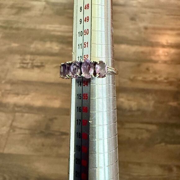 Stunning Oval Natural 5 Stone Amethyst Ring Sterling Silver Womens Size 6 New - Picture 5 of 10